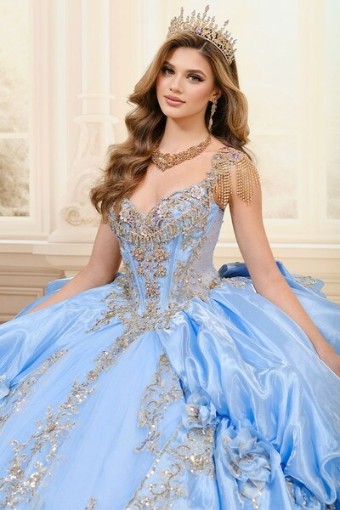 Princesa by Ariana Vara Style #PR30195 #10 Cinderella Blue/Gold thumbnail