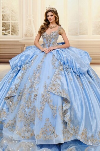 Princesa by Ariana Vara Style #PR30195 #7 Cinderella Blue/Gold thumbnail