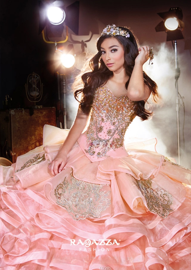 slim fit dress slacks Rose Charro 2-Piece Quinceanera Dress by Ragazza M45-145 5 / Ivory/Gold main image 0