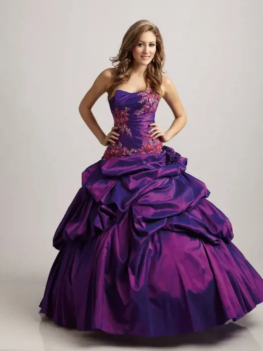 fitted lace wedding dress Quinceanera Dress Glamorous Purple Floral Lace Off-the-Shoulder